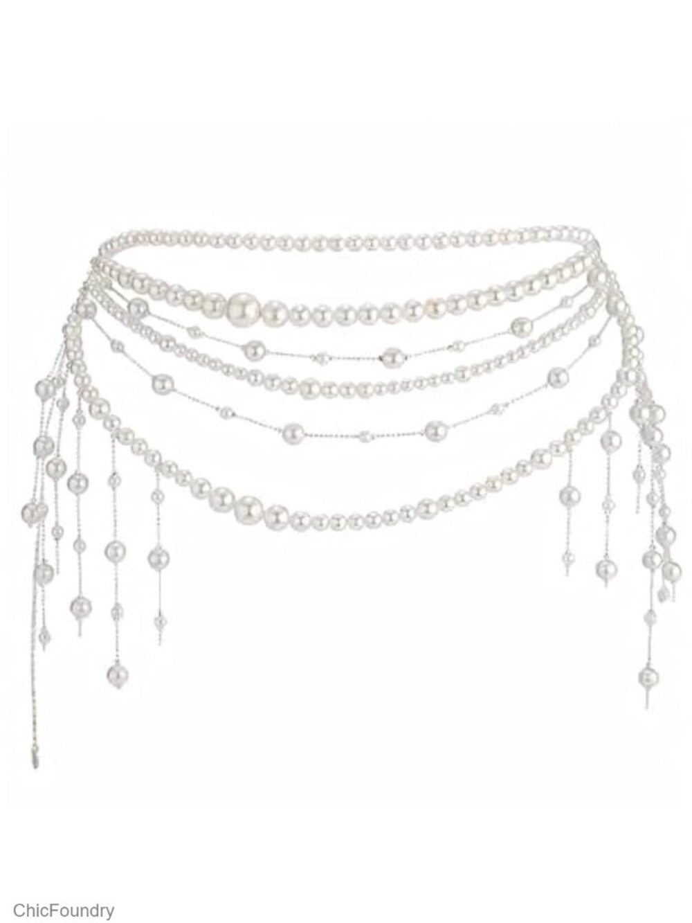Multilayer Pearl Tassel Waist Chain, Elegant Adjustable Body Chain Belt for